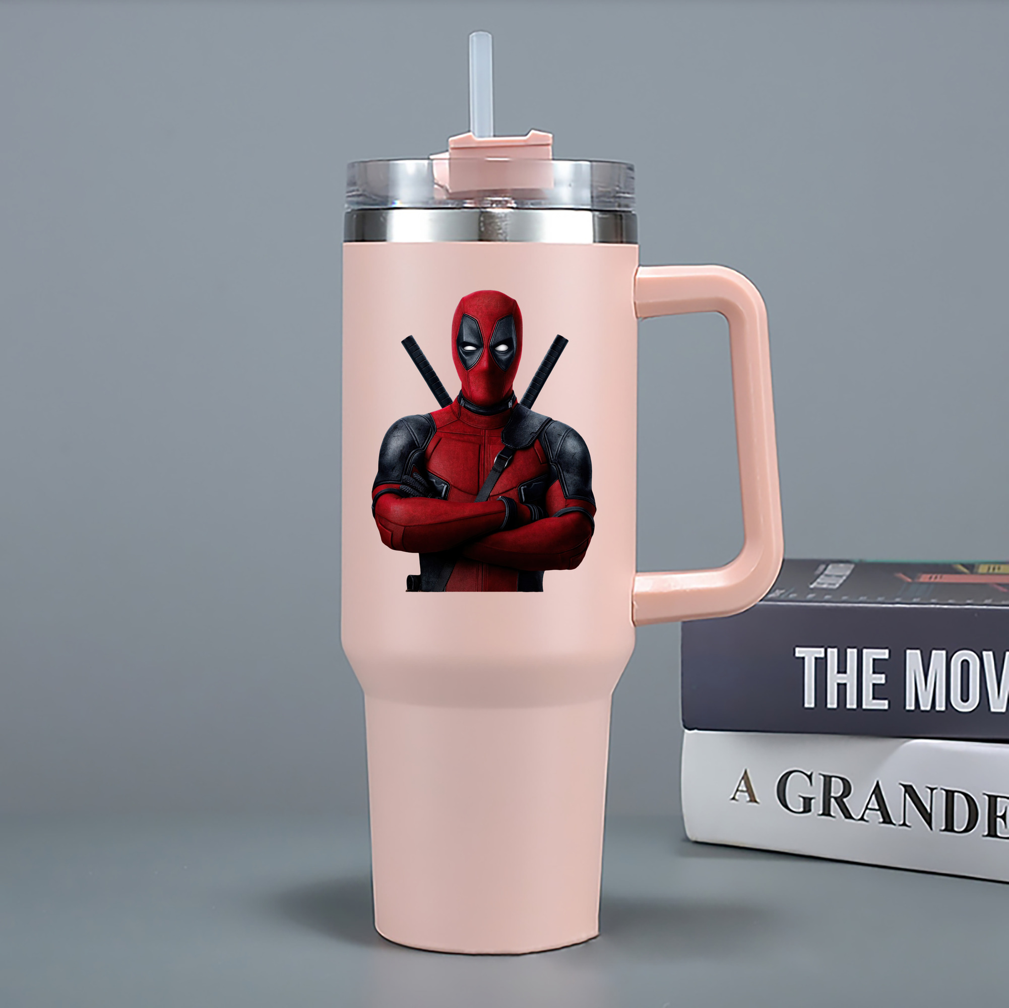 （画像用） Deadpool デッドプール 1200mL車用タンブラー - クリスタルステッカー（プラスチックストロー付き）